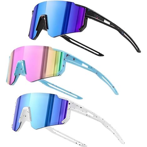 3-teiliges Fahrradbrillen-Set für Kinder, Sportsonnenbrille für Kinder, polarisierte Fahrradbrille, UV400-Schutz, für Motorradfahren, Rennsport, Skifahren und Baseball (1/5)