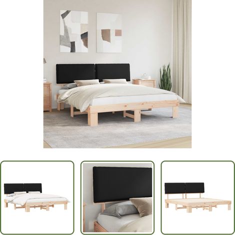 vidaXL Estructura de Cama con Cabecera Tapizada Negro 180 x 200 cm (1/5)