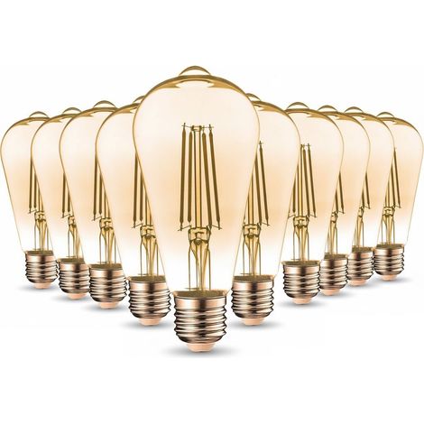 Lotto di 10 LAMPADINE LED E27 7W ST64 2200K Tipo Edison Température de Couleur: Bianco caldo 2200K