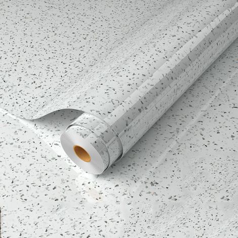 Marmor-Möbelaufkleber 80 cm x 500 cm, cremeweiße selbstklebende Tapete, wasserfeste selbstklebende Folie für Küchen- und Badezimmerarbeitsplatten (Kieselsteine)