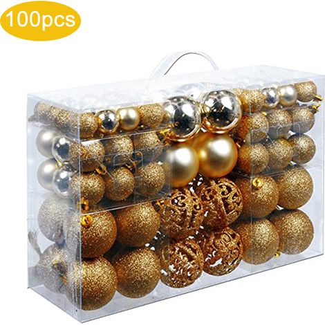 100 adornos navideños colgantes, varios diseños, árbol de Navidad, caja (1/5)