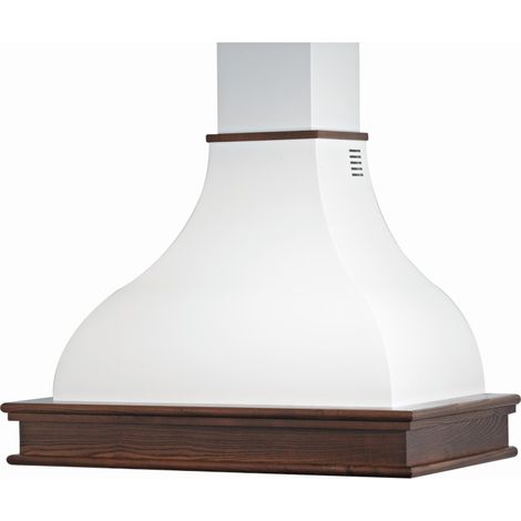 Cappa cucina rustica bianca CONTEA con cornice in legno intarsio cm 120