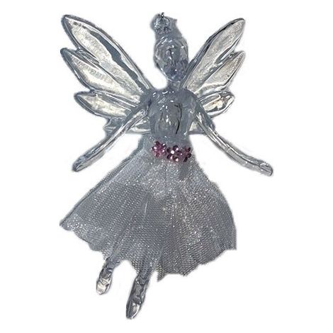 Angelo ballerina con ali vestito bianco decorazioni per albero di natale addobbi natalizi fata di cm 13 set da 6 moderne (1/5)