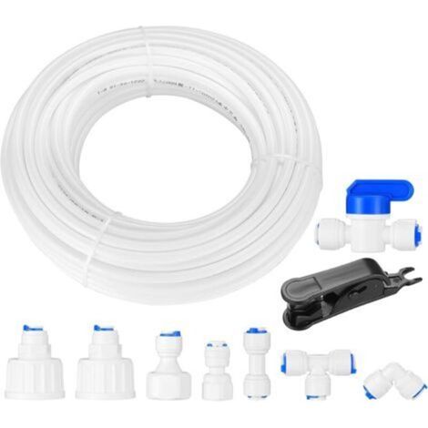 Kit tubo di alimentazione idrica da 15 metri e raccordo per frigorifero, raccordi per tubo, connettori idraulici, kit filtro acqua per frigorifero a doppia porta in stile europeo -Crezuo