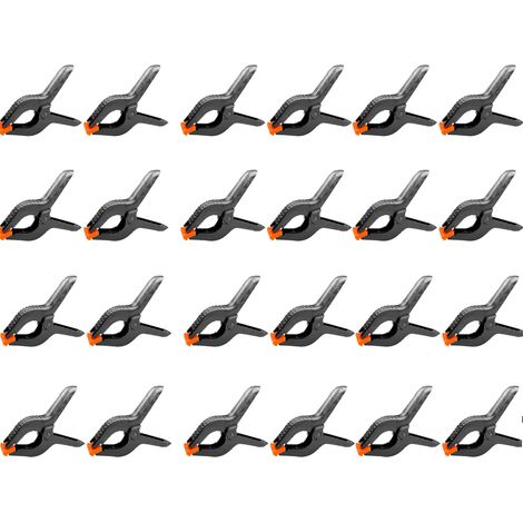 24 pièces 6" 158 MM pince a ressort plastique, pince de serrage force de serrage élevée ouverture maximale 65MM, pince serre joint avec mobiles mâchoires pour bois atelier photographie, noir (1/5)