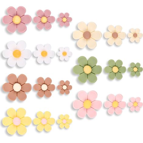 21pcs Aimants Frigo Fleurs 3D, Mignon Aimants Marguerites pour Frigo 7 Couleurs et 3 Tailles Magnétique Fort Ddécorations Florales pour la Cuisine Tableau Blanc et Casier Décoration (1/5)
