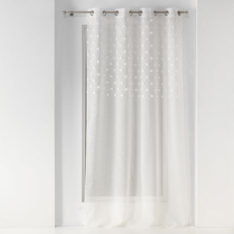 Rideau voile a oeillets 140 x 240 cm voile sablé Melusine Blanc (1/4)
