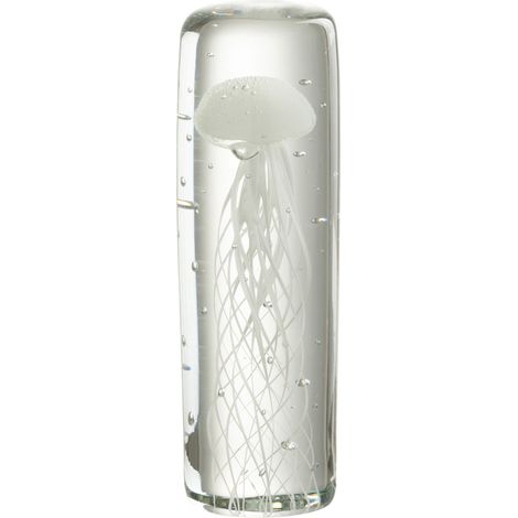 Grand presse-papier méduse en verre 18.5 cm - blanc (1/3)