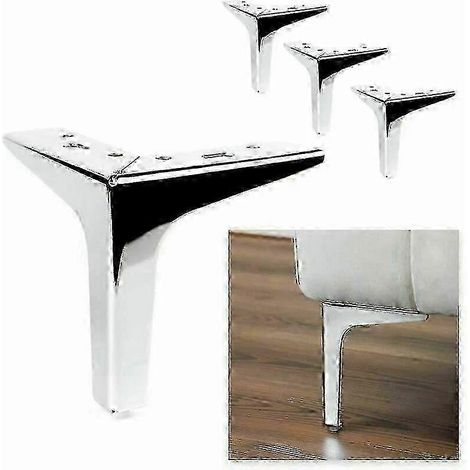 Pieds de table 2025, un ensemble de 4 pieds de meubles en métal, de 15 cm de haut, de style triangulaire argenté. (1/5)