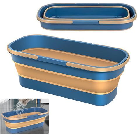 faltbarer Eimer, 2 Griffe, Räder, PP-Silikon, 52 x 20 cm, für Haushalt und Camping (1/5)