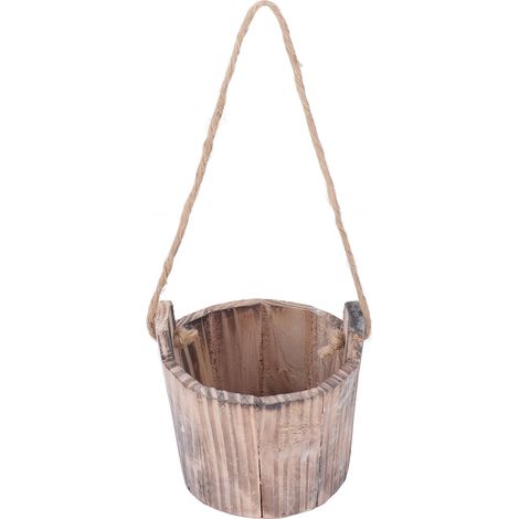 Pot de Fleurs en Bois Vintage Style Rustique à Suspendre pour Jardin, Terrasse, Bureau ou Maison
