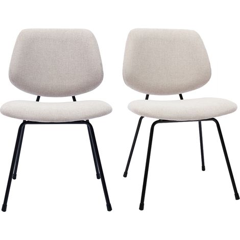 Design-Stühle beiger Stoff mit Samteffekt und schwarzer Metallfuß (2er-Set) BARNET