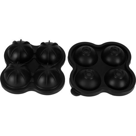 Silikon-Eiswürfelform mit 4 Mulden, schwarze Eiskugelform für die heimische Küche (1/5)