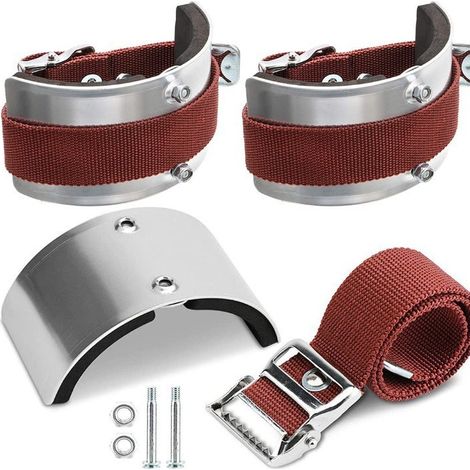 Kit d'accessoires pour échasses (plaques de plâtre) : 2 supports de pieds en aluminium + 2 sangles réglables – pièces de rechange pour échasses de chantier et échasses de spectacle (1/5)