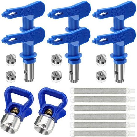 Lot de 6 buses airless réversibles + 2 protecteurs + 6 filtres, modèles 211, 315, 417, 517, 515, 523, pour pistolet à peinture haute pression