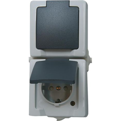Kopp - NAUTIC – Schutzkontakt-Steckdose, 2-fach, Klappdeckel, grau - 136956008 (1/5)