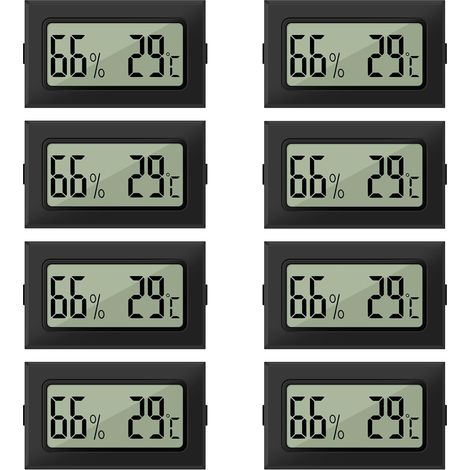 AIDUCHO Thermomètre Et Hygromètre, 8 Pièces Mini Thermomètre Hygromètre Numérique Lcd, 2 En 1, Thermo-Hygromètre Pour Serre, Cave, Chambre De Bébé (1/5)