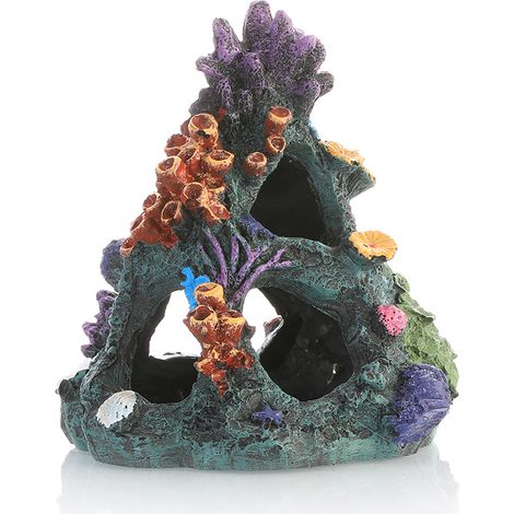 Décoration fantaisie pour aquarium : aménagement paysager avec des pierres de corail creuses multi-trous de 13 x 15,5 cm, colorées, pour éviter que les poissons ne se cachent. Idéal pour les aquariums (1/5)