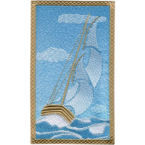 Aufnäher Segelboot auf See – Selbstklebende Rückseite – Gestickter Aufnäher/Abzeichen/Emblem