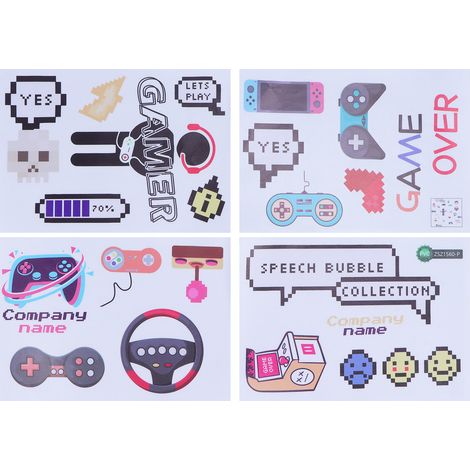 Autocollants PVC adhésifs muraux pour chambre et salle de jeux, motifs jeu cartoon, décoration murale DIY