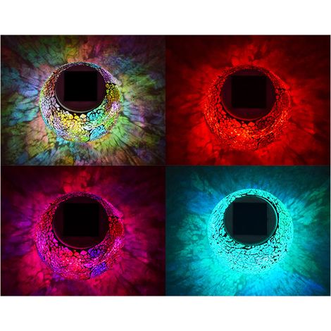 Lampe solaire à boule mosaïque, couleurs changeantes, LED, étanche, pour jardin et pelouse.