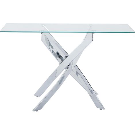 Console en verre trempé et métal chromé - Transparent - COSIMA (1/3)