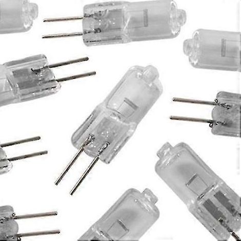 Lot de 10 ampoules halogènes 12 V CC GY6.35/G6.35 50 W, dimmables, blanc chaud 2700 K, 2 broches, ampoule à capsule transparente pour lustre, lampe de bureau, suspension. (1/4)
