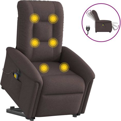 Elektrischer Massagesessel mit Aufstehhilfe Dunkelbraun Stoff