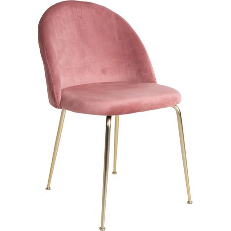 Geles Esszimmerstuhl rosa Velour, Beine im Messing Look.
