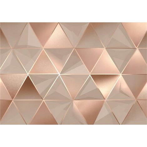 Papier peint mural abstrait 3D or rose intissé grand format design intérieur salon chambre pas cher 150x105 cm
