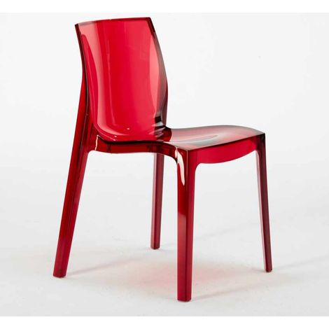 16 Stühle Küchenstuhl Esstischstuhl Esszimmerstuhl Grand Soleil Femme Fatale - Transparent Rot