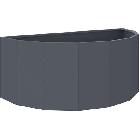 Jardinière demi-ronde moderne pour extérieur 90 x 45 x 35 cm design chic en acier anthracite (1/5)