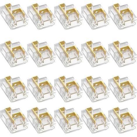 Kit de 20 connecteurs sans soudure à 2 broches de 8 mm pour bandes LED SMD/COB monochromes (1/5)