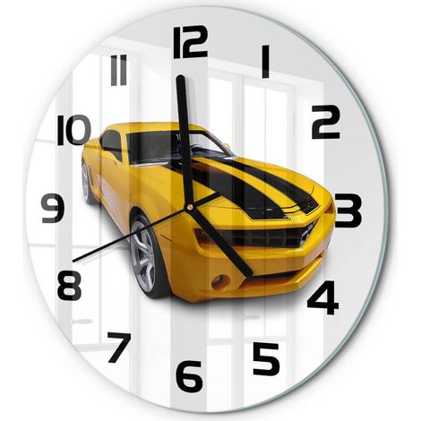 Horloge Murale Ronde Mécanisme Silencieux Verre Trempé Salon Chambre Bureau Voiture de sport fi 30 cm (1/5)