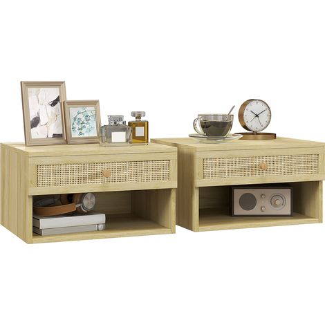 Lot de 2 tables de chevet ANNY bois clair (1/5)