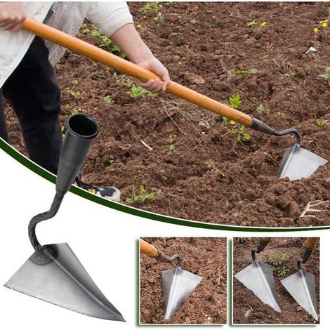 Houe binette triangle acier inoxydable pour désherbage ameublir sol jardin outil manuel durable (1/5)