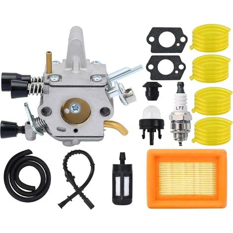 Hippotech Carburateur FS120 avec filtre à air 4134 141 0300 pour débroussailleuse Stihl FS 120 FS200 FS250 FS300 FS350 FR350 Débroussailleuse + Kit de conduite de carburant