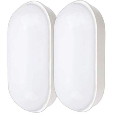 LED Ceiling Light, 20W, 2200LM, Basement Lighting, Oval Ceiling Light, IP55 Waterproof Wall Light, for Bathroom, Garage, Hallway, Workshop, Garden, Balcony, Neutral White, 2 Pieces (1/5)