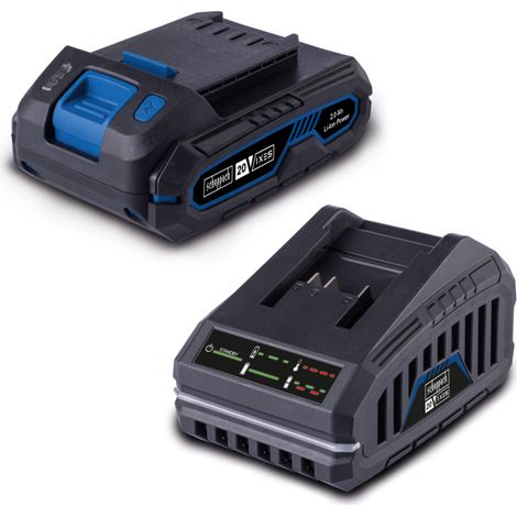 Scheppach Starter-KIT IXES 20V - SBSK2.0 - Li-ion - Batterie et Chargeur 2.0 Ah - Temps de charge rapide - Témoin lumineux