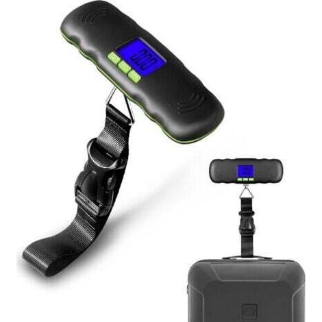 Digitale Gepäckwaage (bis 40 kg), Kofferleiter, Hängegepäckwaage mit Haken, inklusive Batterie