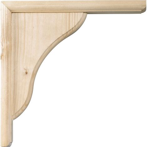Centrale Brico – Équerre volute bois brut naturel 15x15 cm – Support jusqu'à 25 kg – Pour tablette en bois – Finition personnalisable