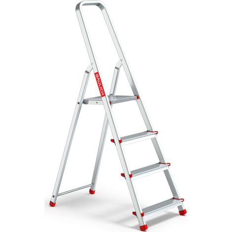 Escabeau domestique pliant en aluminium à 4 marches avec crochet, charge maximale 125 kg. (1/5)
