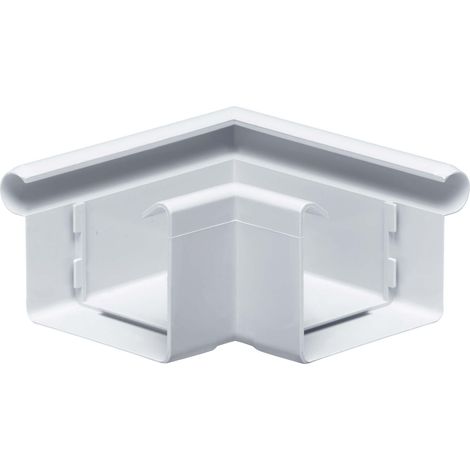 INEFA Equerre de chéneau 90 degrés en forme de caisson Angle extérieur, bourrelet PVC extérieur, pièce de raccordement Accessoires de gouttière, Made in Germany - 68mm Blanc (1/5)
