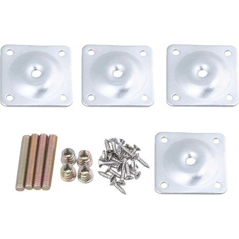 Quatre plaques de fixation pour pieds de meubles à angle de 12 degrés, adaptées aux pieds de table carrés. (1/3)