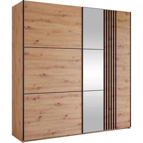 Armario Honolulu 253, Roble Artisan, 215x203x65cm, Puertas de armario: Correderas, Número de estantes: 0