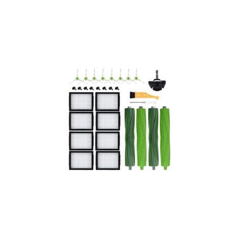 Ricambi per iRobot Roomba E5 E6 i7 i7+ i3 i3+ i4 i4+ i6 i6+ j7 j7+, kit di accessori di ricambio per Roomba serie i/e/j, 4 spazzole in gomma, 8 filtri HEPA, 8 spazzole laterali