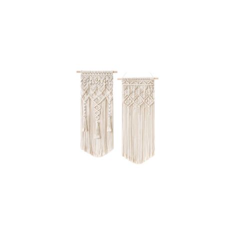 2-teiliger Makramee-Wandbehang im Boho-Chic-Stil, gewebter Wandteppich – Wunderschöne Dekoration für Wohnung, Schlafzimmer, Hochzeitszimmer und Zuhause, 75 cm (L) x 35 cm (B) – Crezuo