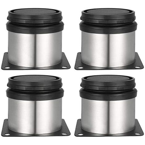 Lot de 4 Pieds de Meubles, Pied Cuisine Réglables Ø 50 mm/Hauteur 50 mm Ronds Métal Acier Inoxydable Canapé Jambe Table Pieds
