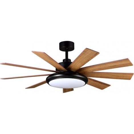 DC Pireo Deckenventilator 36 W Schwarz 9 Flügel aus Buchen- und Eichenholz (1/3)