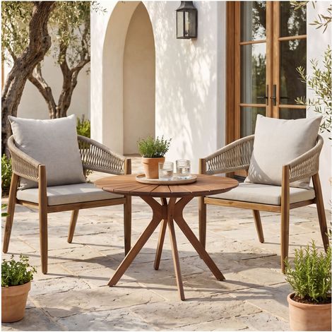 3 Pièces, ensemble mobilier jardin extérieur, résistant aux uv, sable (1/5)